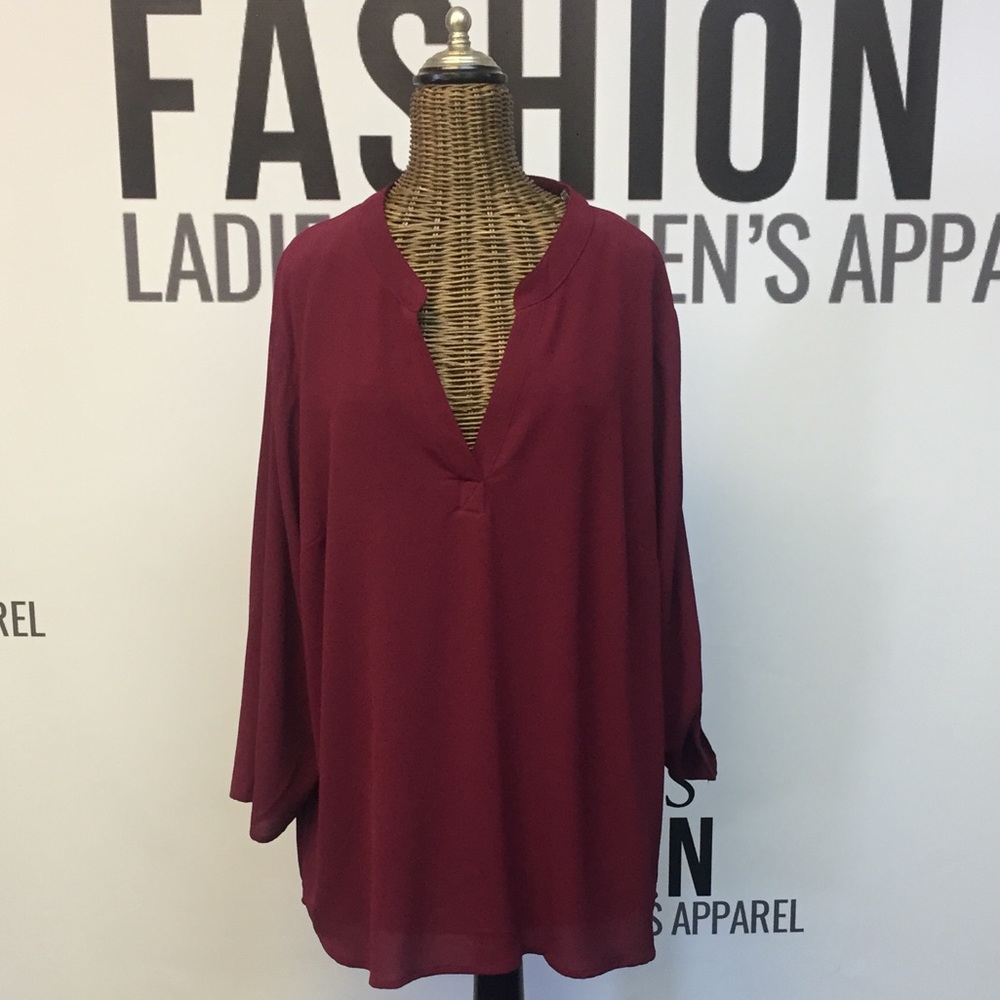 Janette Plus Burgundy Blouse